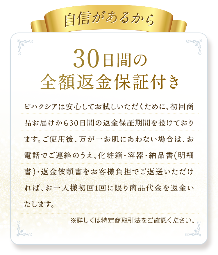 自信があるから30日間の全額返金保証つき